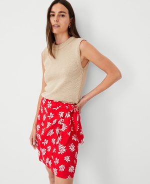 Leafed Linen Blend Sarong Wrap Skirt