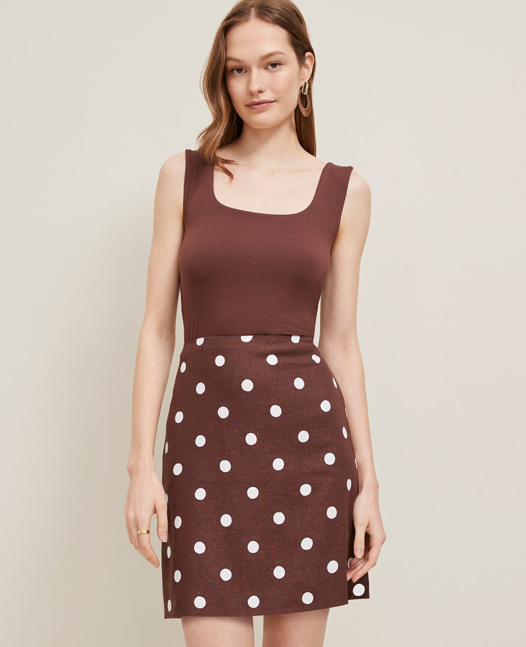 Dotted Linen Blend Mini Skirt