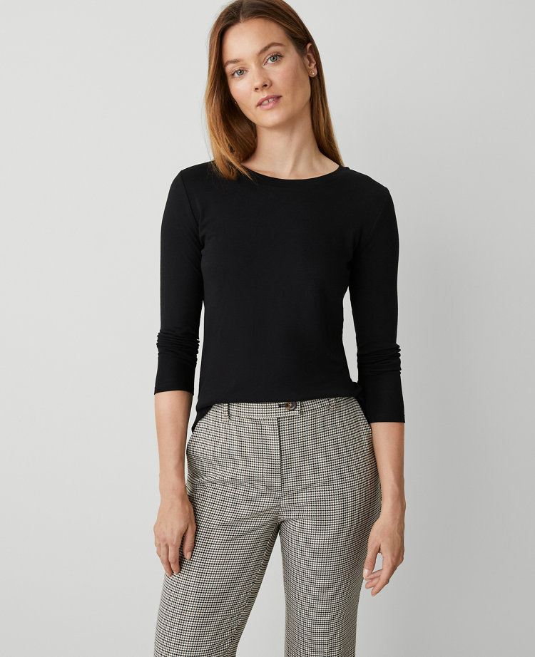 Petite Long Sleeve Crew Neck Top