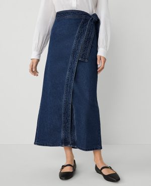 Weekend Collection Denim Wrap Maxi Skirt
