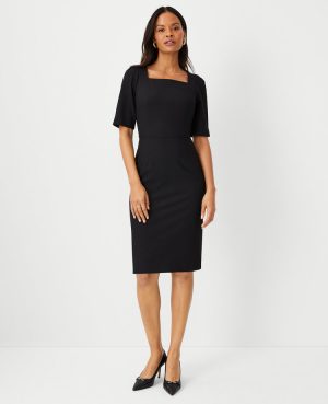 The Elbow Sleeve Square Neck Dress in Seasonless Stretch – Curvy Fit