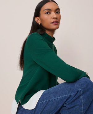 Mixed Media Mock Neck Top