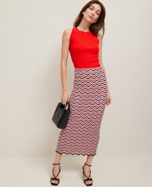 Petite Striped Crochet Sweater Skirt