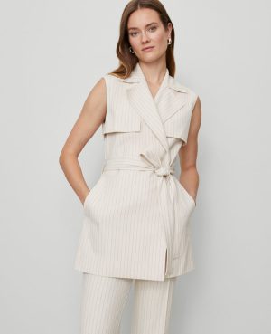 Petite Striped Trench Vest