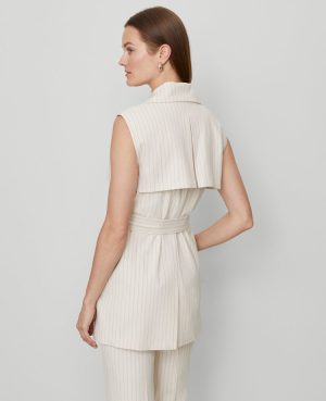 Petite Striped Trench Vest