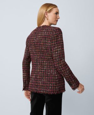 The Long V-Neck Sequin Tweed Jacket