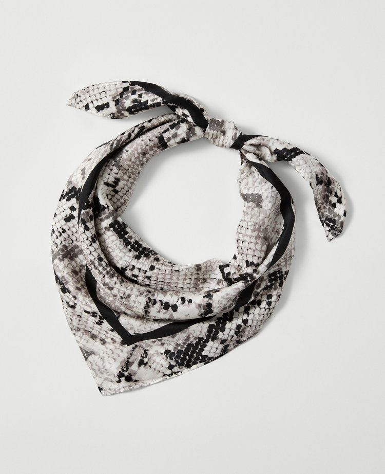 Snake Print Triangle Silk Scarf