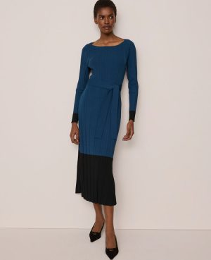 Color Block Ribbed Sweater Dress