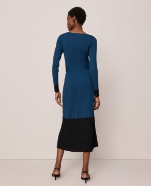 Color Block Ribbed Sweater Dress
