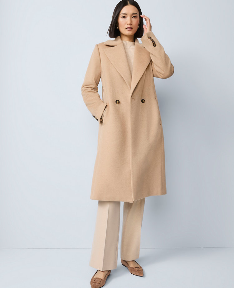 Petite Double Breasted Long Coat