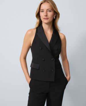 The Petite Double Breasted Vest in Crepe