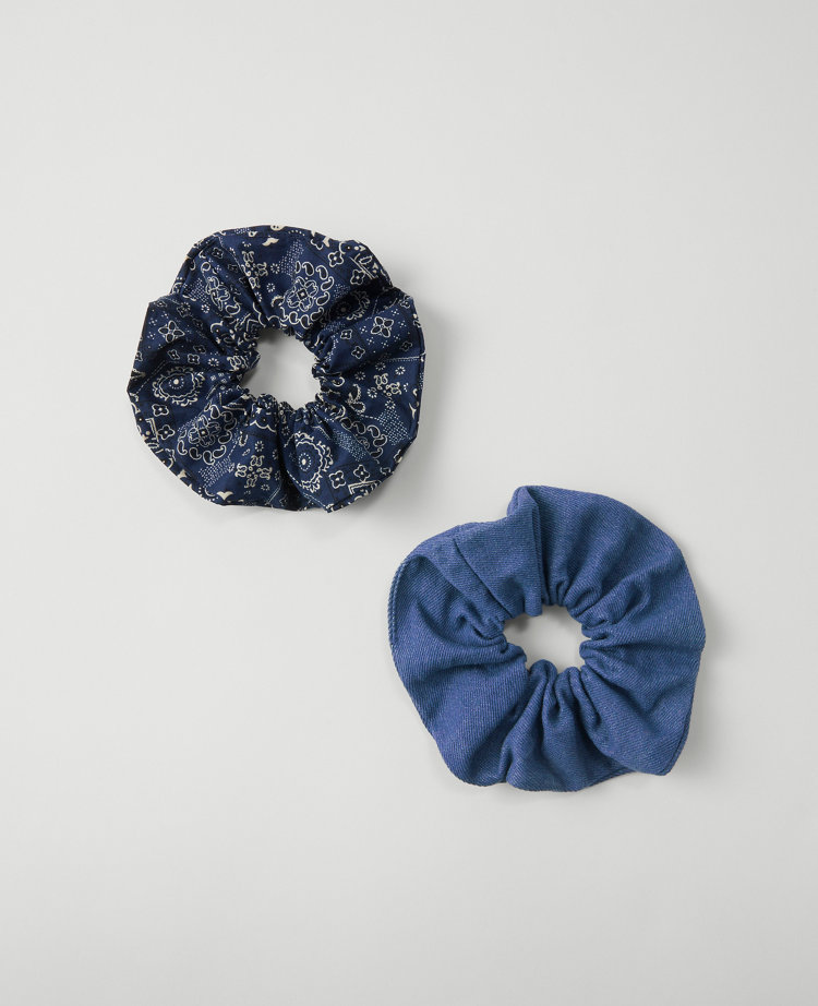 Weekend Collection Denim Paisley Scrunchie Set