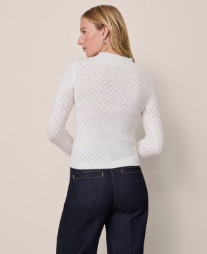 Pointelle Mock Neck Sweater