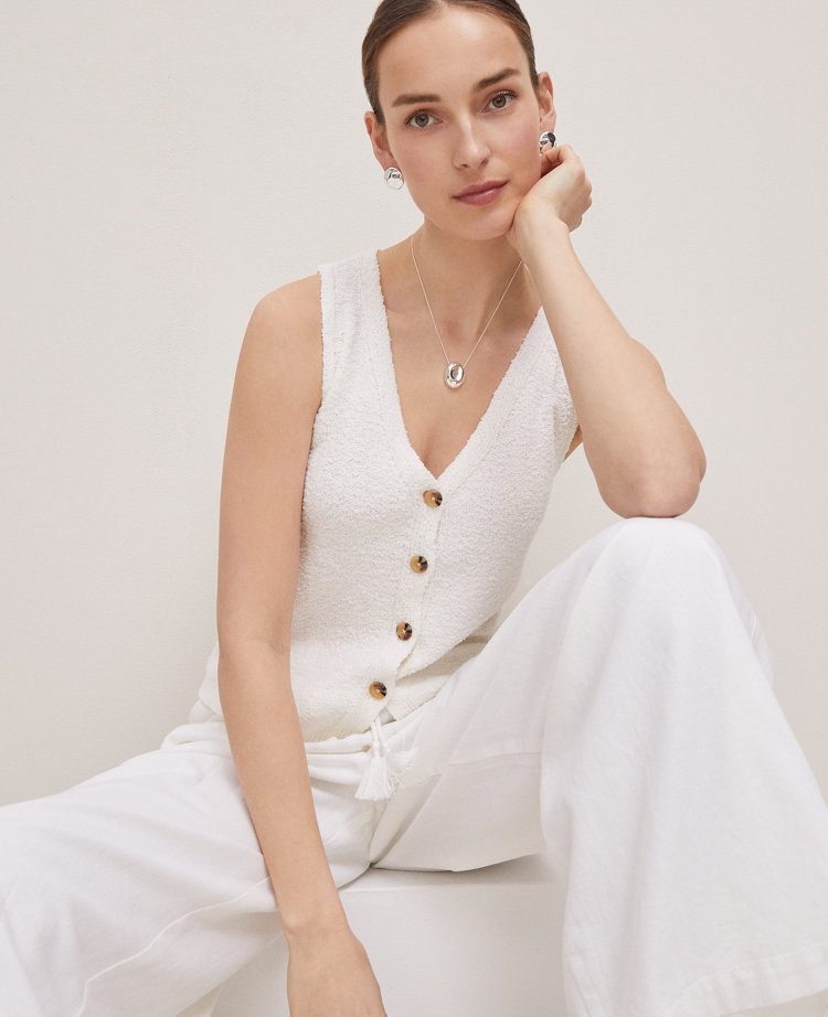Petite Weekend Collection Boucl&eacute; Sweater Vest