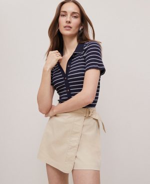 Petite Weekend Collection Striped Polo Shirt