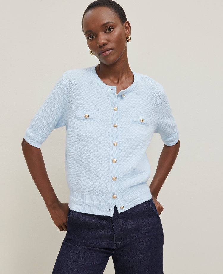 Petite Blouson Sleeve Stitch Cardigan