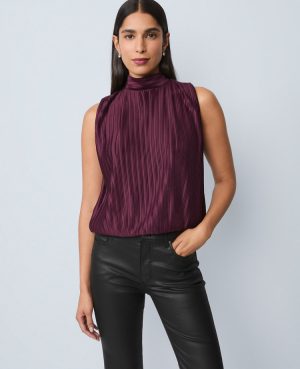 Mock Neck Bubble Hem Top