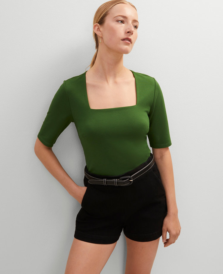 Petite Ponte Square Neck Top