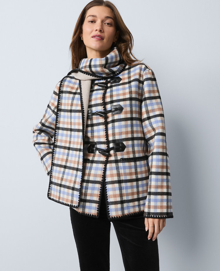 Weekend Collection Plaid Scarf Coat
