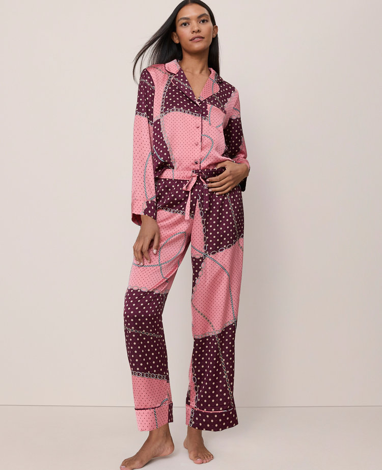 Chain Link Print Satin Pajama Set