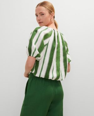 Petite Linen Blend Bubble Hem Blouse