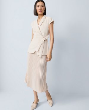 Crepe Blazer Wrap Midi Dress