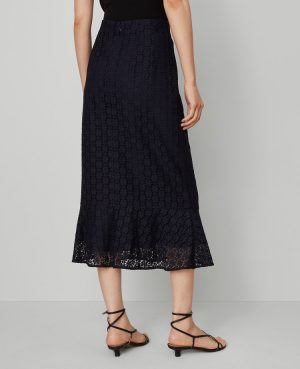 Petite Lace Flounce Midi Skirt