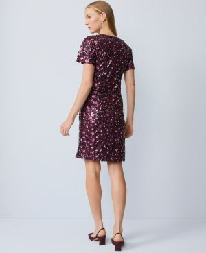 Floral Sequin Shift Dress