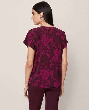 Floral Mixed Media Pleat Front Top