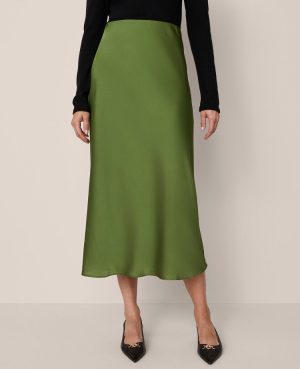 Satin Bias Midi Slip Skirt