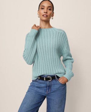 Pointelle Mock Neck Sweater