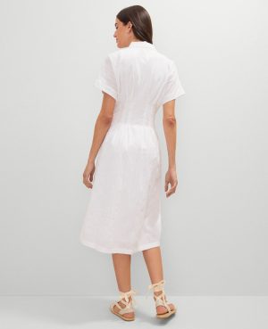Petite Weekend Collection Pleated Midi Pocket Shirtdress