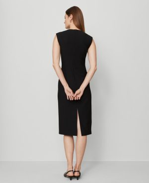 The Seamed V-Neck Sheath Dress in Bi-Stretch