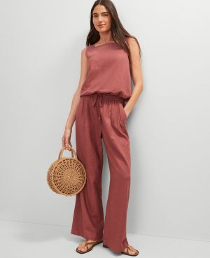 Petite Weekend Collection Linen Blend Bubble Hem Top