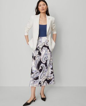 Petite Paisley Satin Bias Slip Skirt