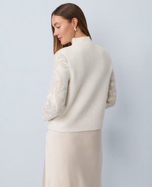 Shimmer Jacquard Mock Neck Sweater