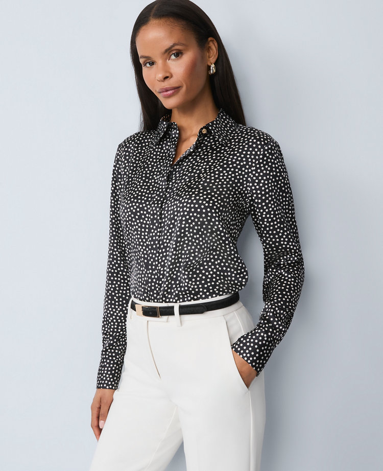 Dotted Satin Essential Shirt