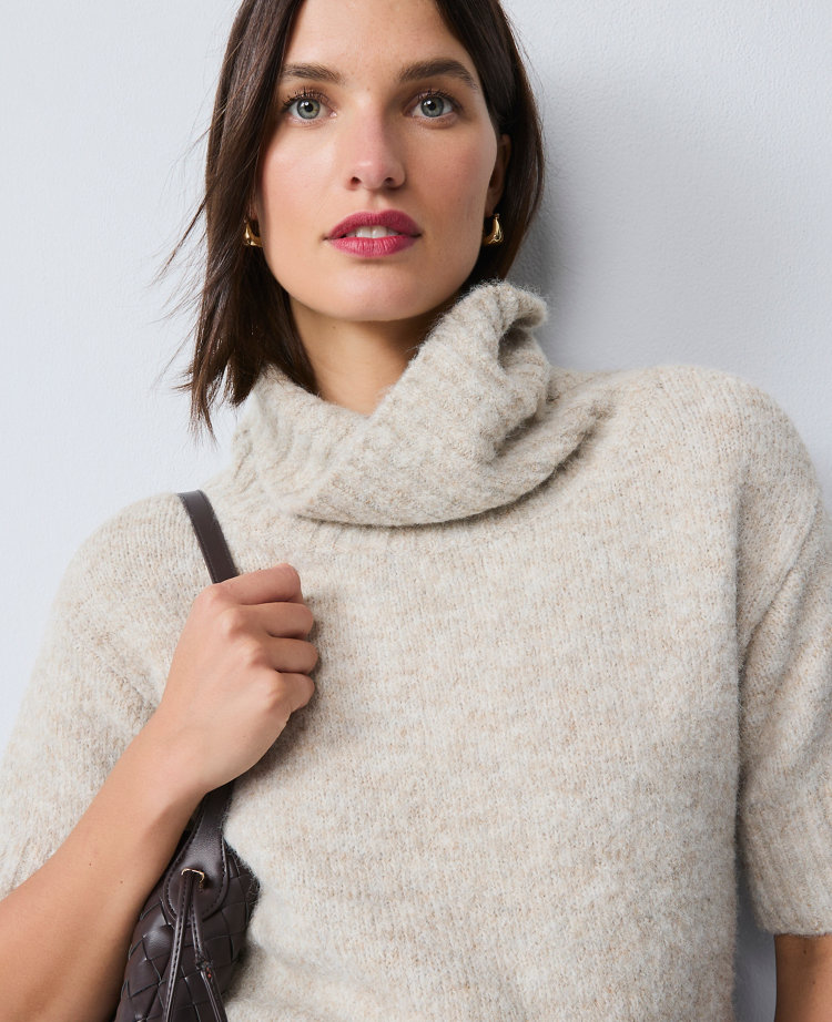 Petite Turtleneck Elbow Sleeve Sweater Tee