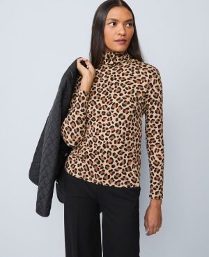 Weekend Collection Animal Print Turtleneck Top