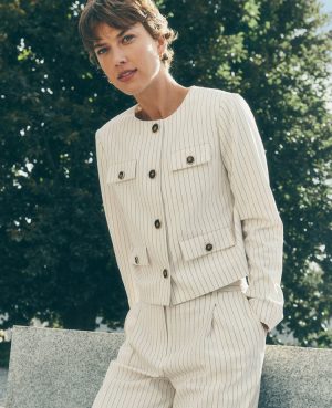 Petite Pinstripe Crew Neck Jacket