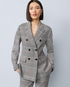 Plaid Fitted Long Blazer