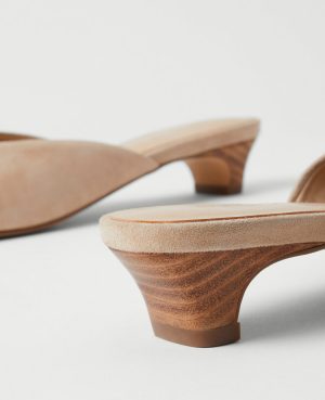 Suede Kitten Heel Mule Pumps