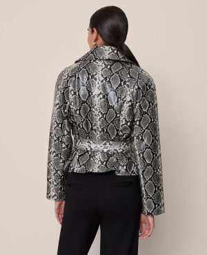 Snake Print Belted Trench Coat