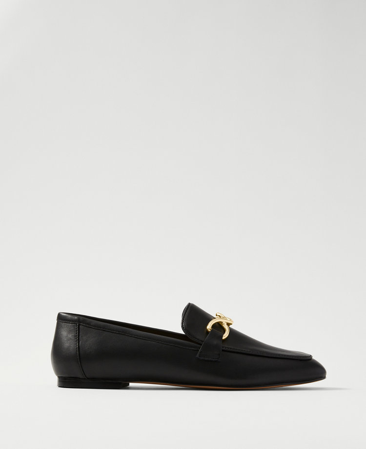 Hardware Embellished Leather Loafers