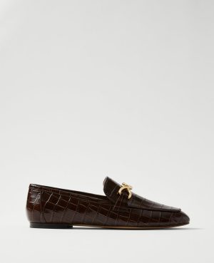 Hardware Embellished Croco Loafers