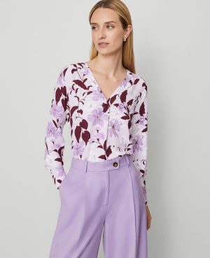 Floral Mixed Media Pleat Front Top