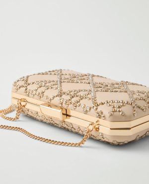 Beveled Crystal Embellished Clutch