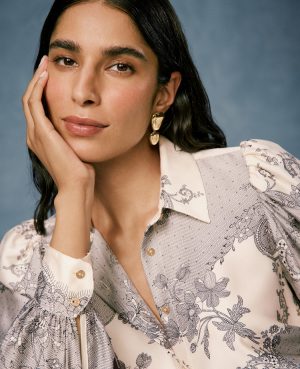 Petite Floral Satin Blouse