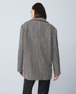 Petite Herringbone Double Breasted Peacoat