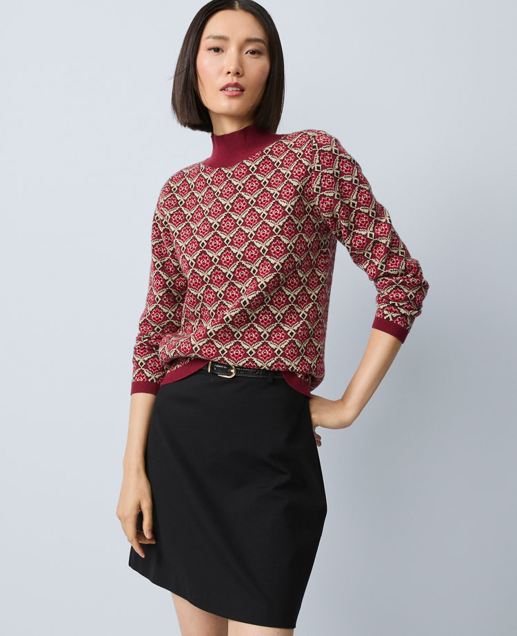 Petite Essential Jacquard Turtleneck Sweater